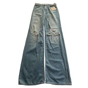 MOTHER The Maven High rise Wide Leg Jeans in Ripped Off